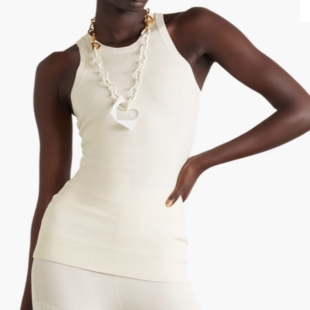 AZ Factory MyBody Stretch Knit Tank Ecru Stretchy Bodycon Tank Top Large